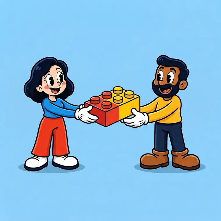 Two trade workers holding a card that says Reach Out To Us