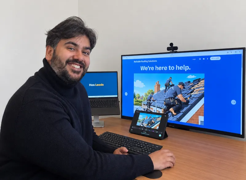 Hassan working on a website