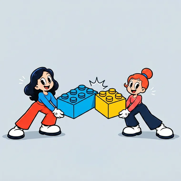 Two trade workers holding a card for the online meeting step